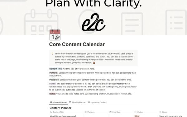 Core Content Calendar (Notion)